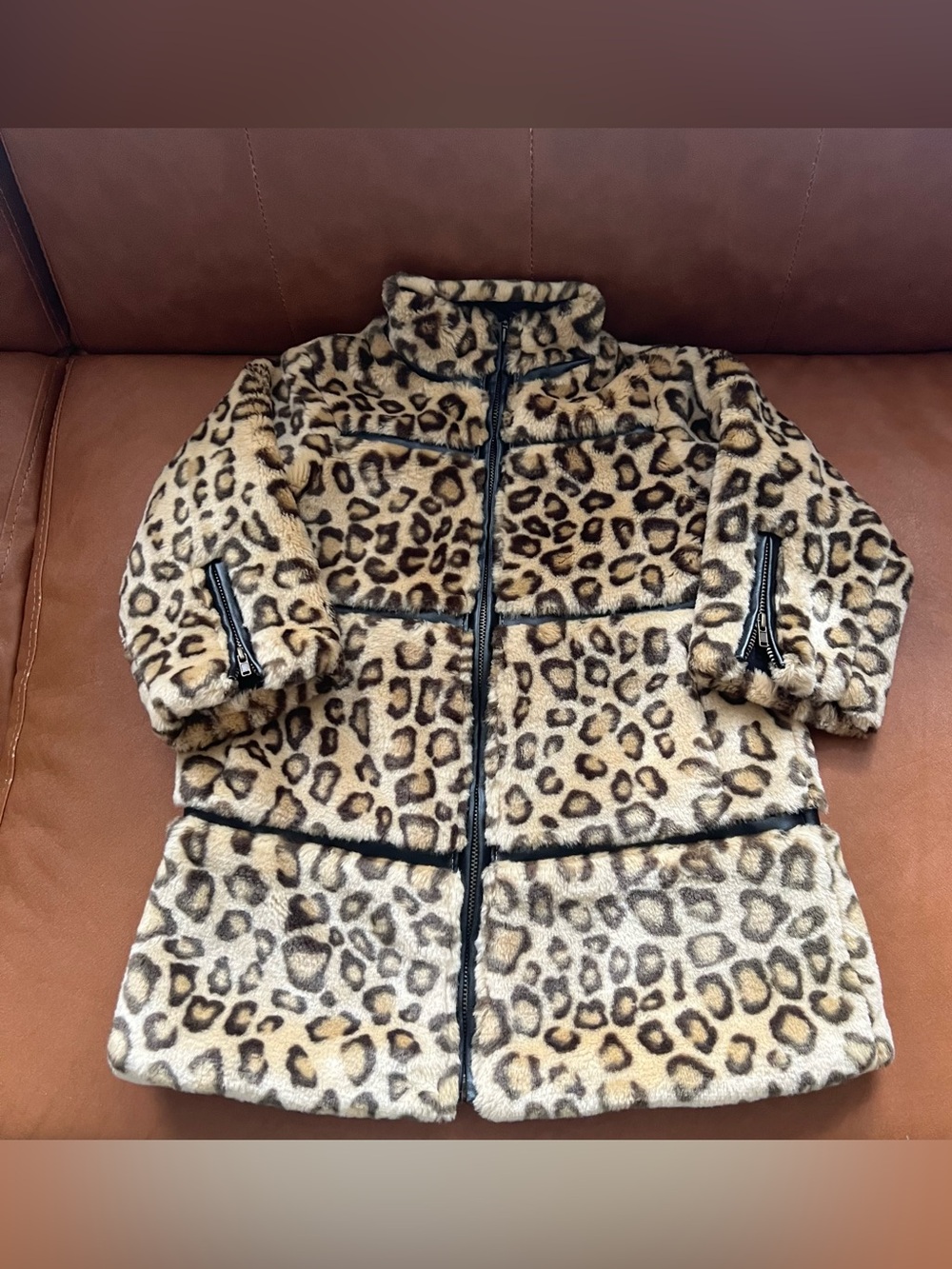 The Children's Place Toddler Girls 3T Leopard Print Faux Fur Jacket Winter Coat